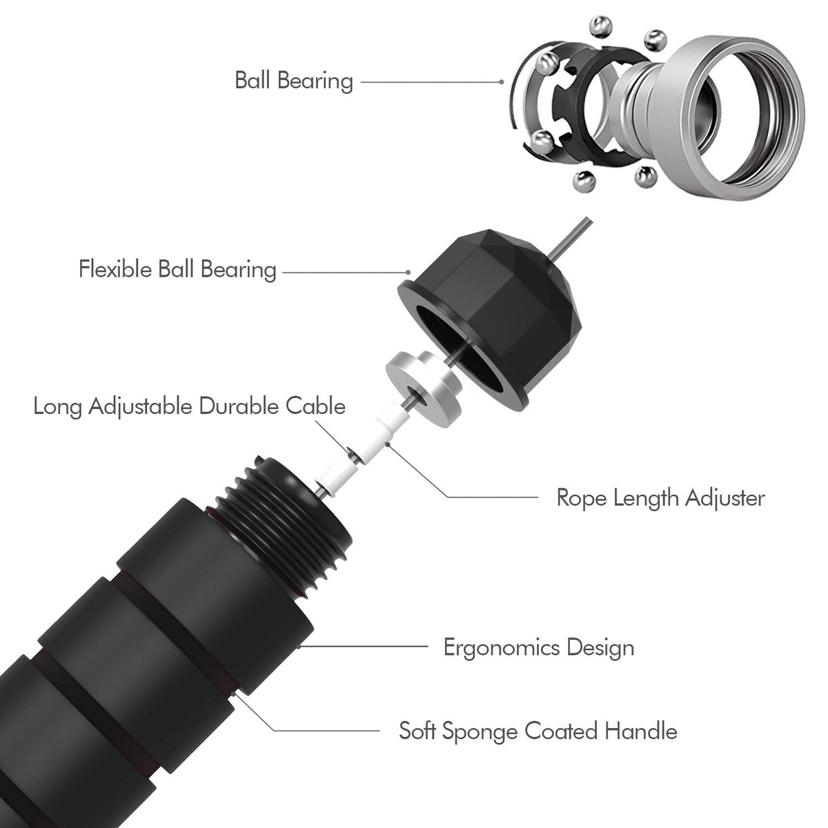 Speed Jump Rope with Ball Bearings — Adjustable, Tangle-Free