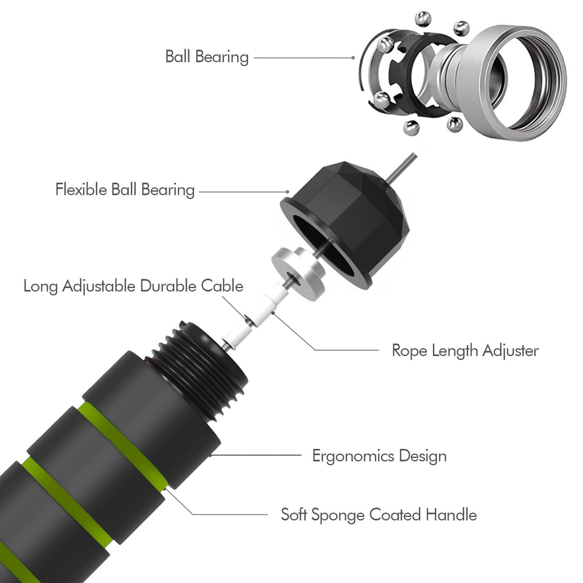 Speed Jump Rope with Ball Bearings — Adjustable, Tangle-Free