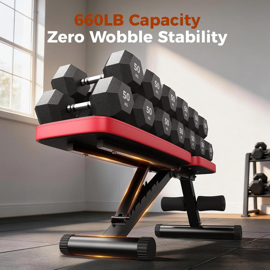 Adjustable Weight Bench — Foldable, 660 lb Capacity