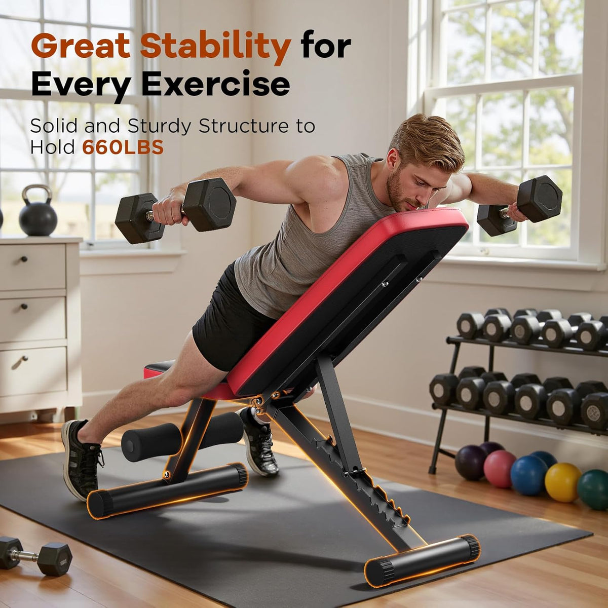 Adjustable Weight Bench — Foldable, 660 lb Capacity