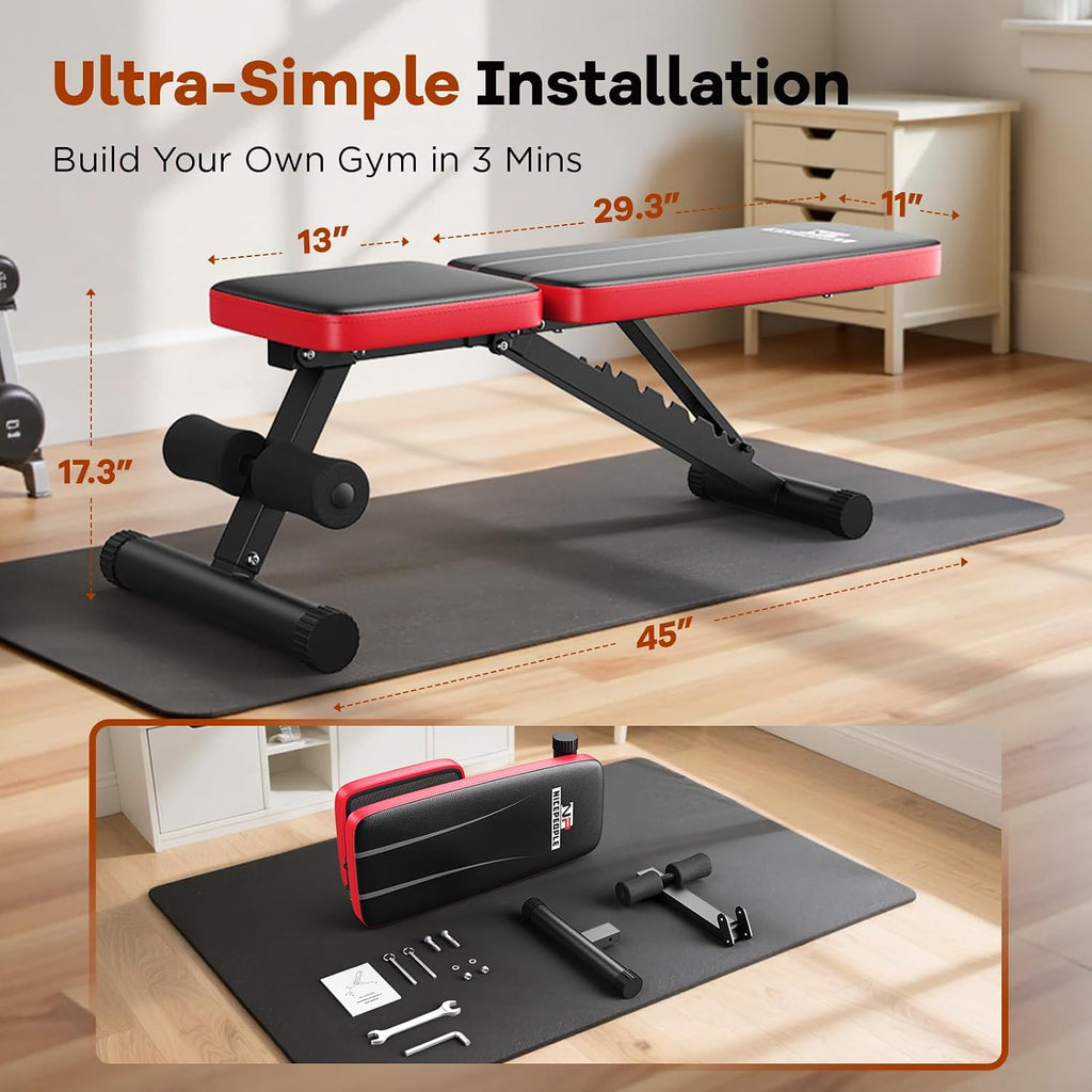 Adjustable Weight Bench — Foldable, 660 lb Capacity
